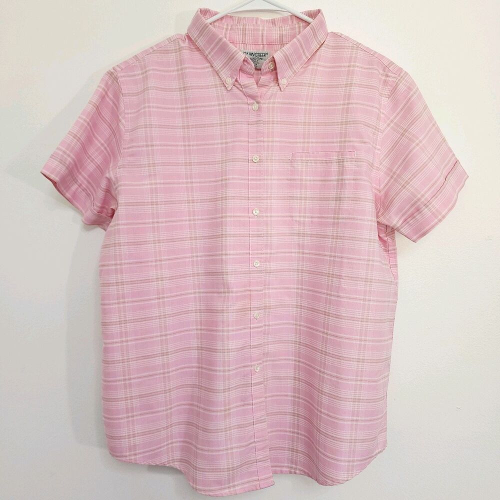 Vintage Cabin Creek Pink Plaid Wrinkle Free Stain Release Button Down Sz. 14P